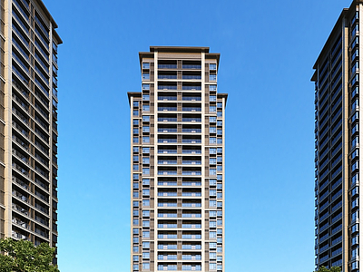 3d现代风格高层住宅小区模型