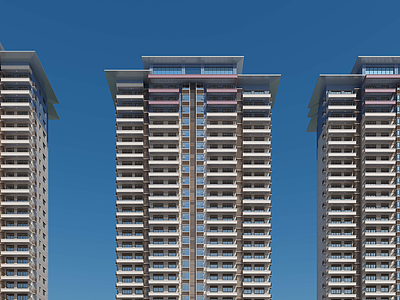 3d现代高层住宅住宅楼模型