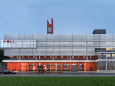 3d现代消防站办公楼模型