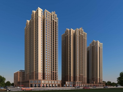 3d新古典高层住宅商业模型