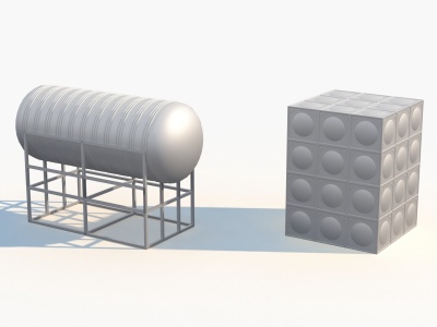 3d不锈钢水塔储水罐屋顶水箱模型