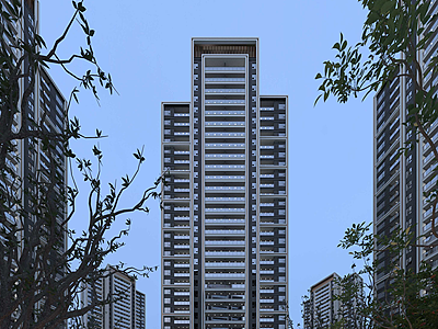 3d现代小区住宅模型