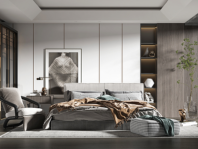 现代家居主卧室模型3d模型