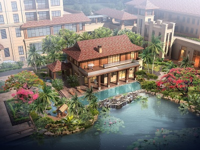 东南亚风格别墅模型3d模型