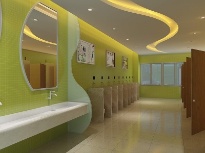 3d现代公共洗手间模型