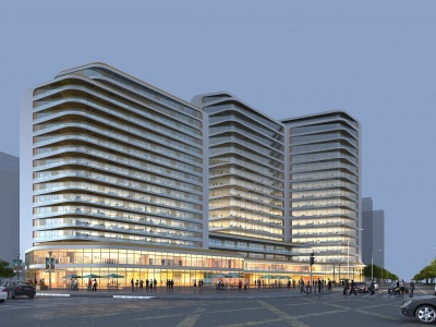 3d现代酒店办公楼产业园模型