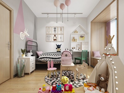 3d现代儿童房模型