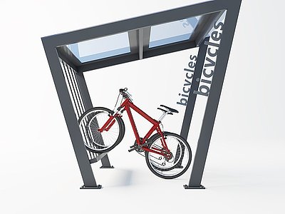 3d现代艺术自行车车棚模型