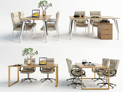 办公桌组合模型3d模型