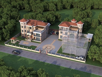 欧式独栋别墅别墅模型3d模型