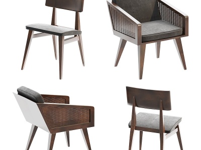 3d侘寂风实木休闲椅模型