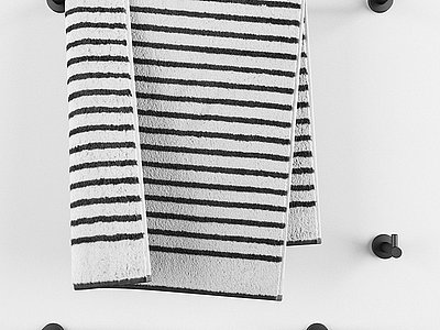 现代五金架毛巾卫浴模型