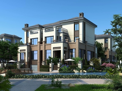 3d新古典住宅别墅模型
