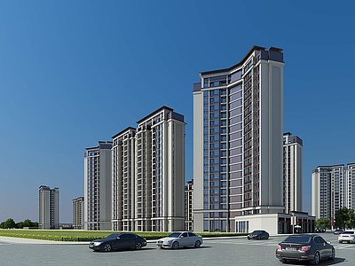新中式住宅高层住宅模型3d模型