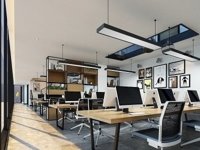 3d现代开放式办公室模型
