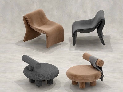 3d现代单人沙发组合椅子模型