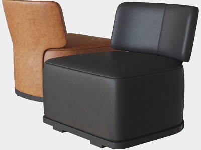 3d现代皮革单人沙发模型