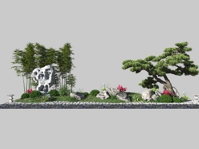 ​新中式庭院景观小品模型3d模型