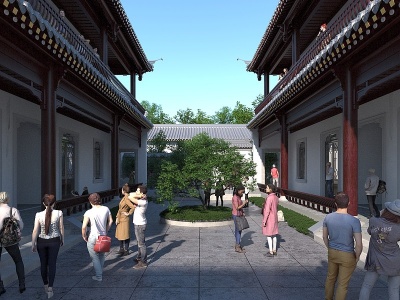 中式建筑三合院模型3d模型
