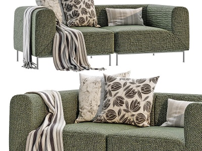 现代绿色麻布双人沙发模型3d模型