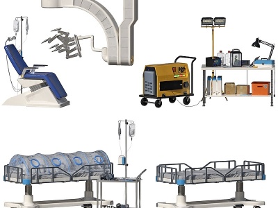 现代病床医疗器械设备模型