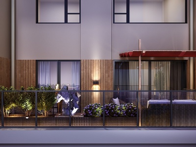 新中式阳台花园模型3d模型