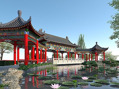 中式古建亭子模型3d模型