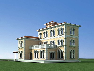 欧式独栋别墅别墅模型3d模型