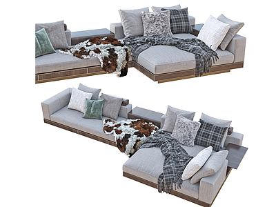 现代转角沙发模型3d模型