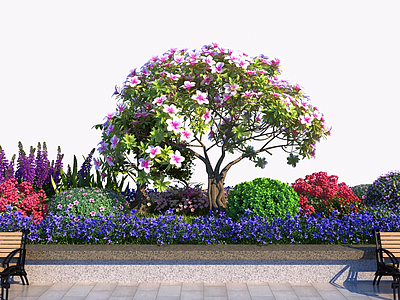3d现代户外绿植花坛模型