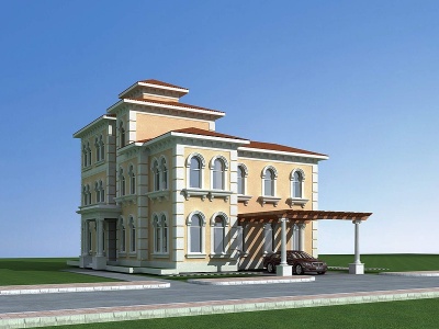3d欧式独栋别墅模型