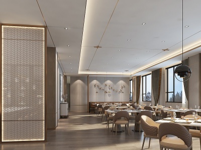 新中式酒店餐厅过道包房模型3d模型