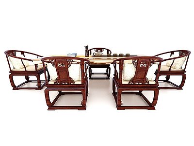 新中式风格茶桌模型3d模型