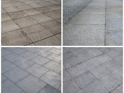 3d现代道路路面石头路砖块模型
