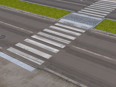 3d现代道路人行道绿化带模型