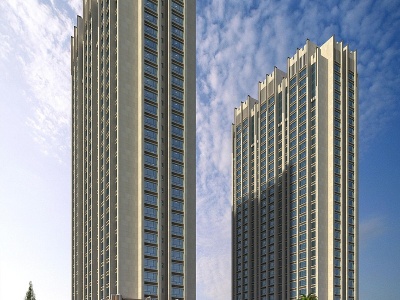 3d现代住宅楼商铺模型