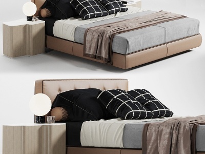 3dMinotti双人床床头柜模型