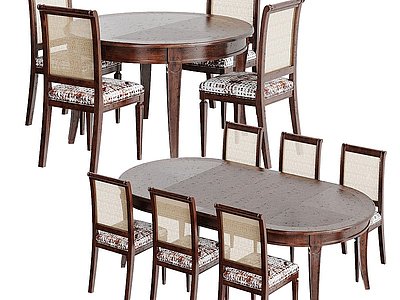 美式餐桌椅模型3d模型