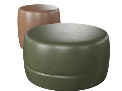 3d圆形皮质沙发凳脚凳凳子模型