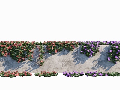3d縢蔓植物墙日中花冰花果模型