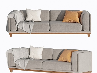 3dCASE北欧布艺双人沙发模型