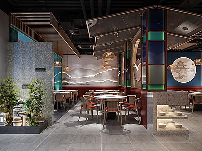 新中式餐廳模型3d模型
