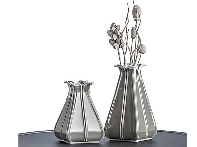3d现代花瓶花卉插花摆件摆设模型