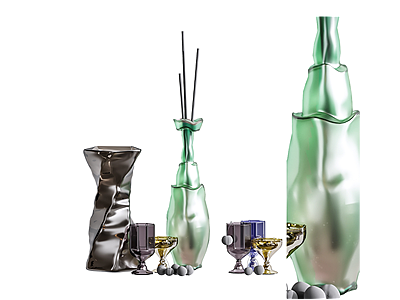 3d现代玻璃瓶罐工艺品模型