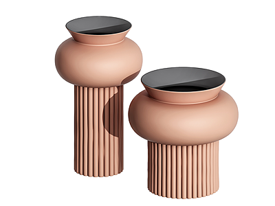 3d北欧粉红色陶土罐模型