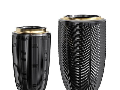 3d现代黑奢金属瓶罐模型