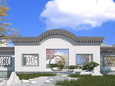 3d中式影壁墙模型