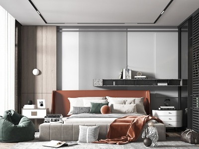 现代家居主卧室模型3d模型