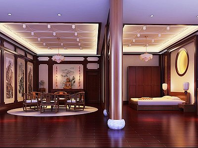 中式酒店套间模型3d模型