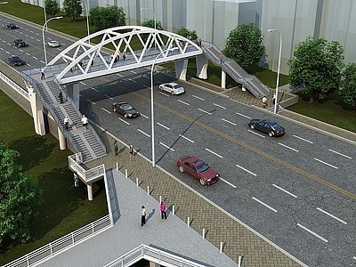 3d现代过街天桥模型